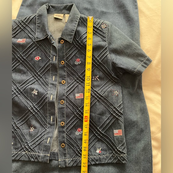 Koret City Blues Set Top Dress Womens Denim Embroidered Pintucks Patriotic. - Picture 16 of 16